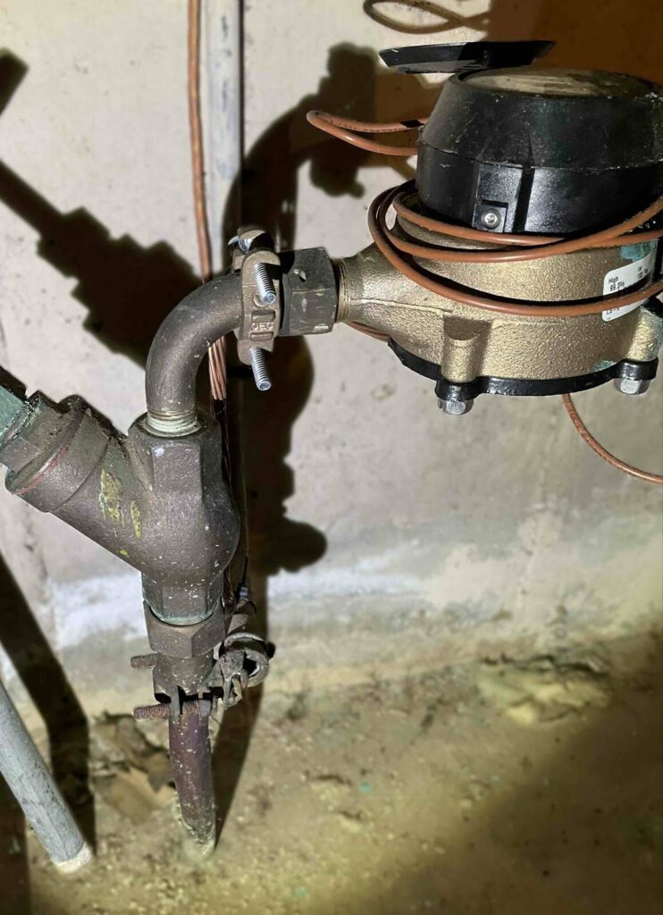 Pipe connected to water meter